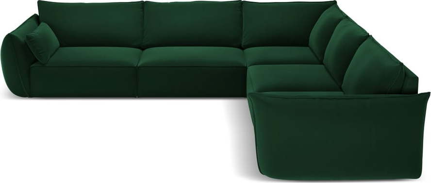 Tmavě zelená sametová rohová pohovka Vanda – Mazzini Sofas Mazzini Sofas