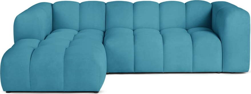 Tyrkysová sametová rohová pohovka (levý roh/s lenoškou) Cube – Bonami Selection Bonami Selection