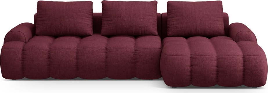 Vínová rozkládací/s úložným prostorem rohová pohovka (pravý roh/s lenoškou) Linz – Cosmopolitan Design Cosmopolitan design