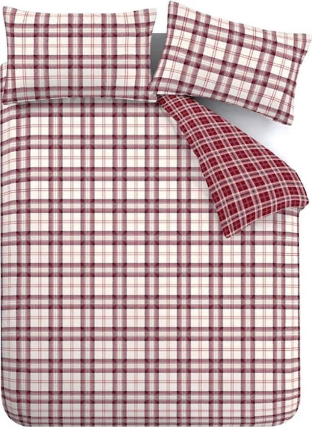Vínové povlečení na dvoulůžko/prodloužené 230x220 cm Kelso Check – Catherine Lansfield Catherine Lansfield