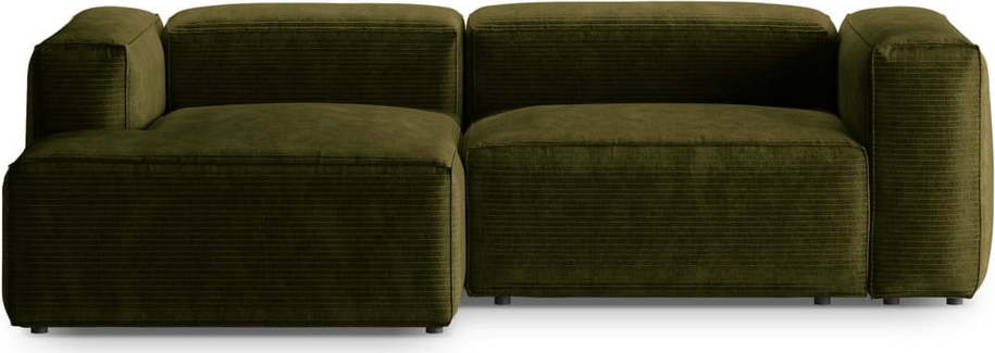 Zelená manšestrová rohová pohovka (levý roh/s lenoškou) Bergamo – Cosmopolitan Design Cosmopolitan design