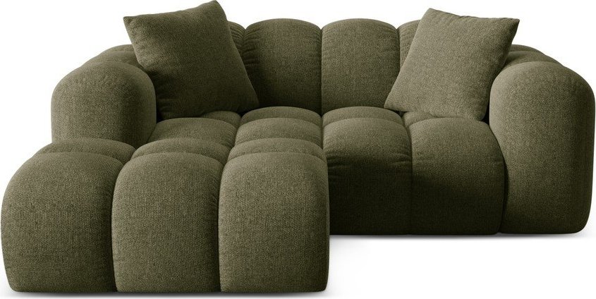 Zelená žinylková rohová pohovka (levý roh/s lenoškou) Treno – Cosmopolitan Design Cosmopolitan design