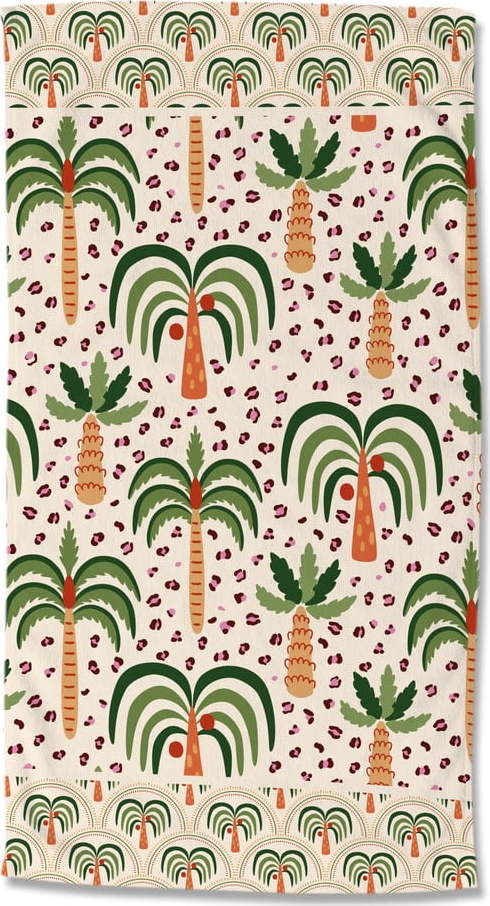 Zelená/béžová sametová plážová osuška 100x180 cm Cezan – Good Morning GOOD MORNING