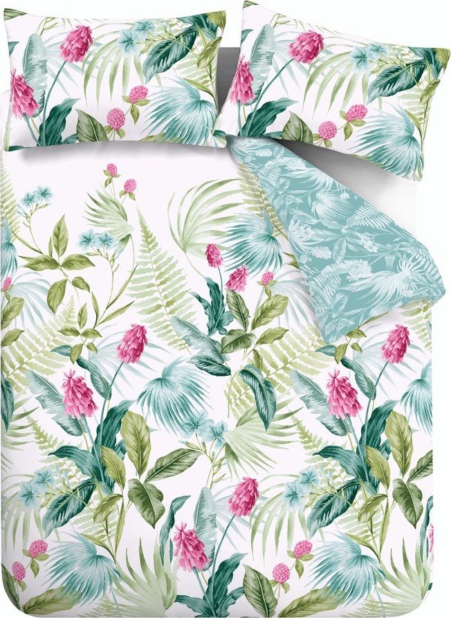 Zelené/modré povlečení na dvoulůžko 200x200 cm Aruba Tropical Floral – Catherine Lansfield Catherine Lansfield