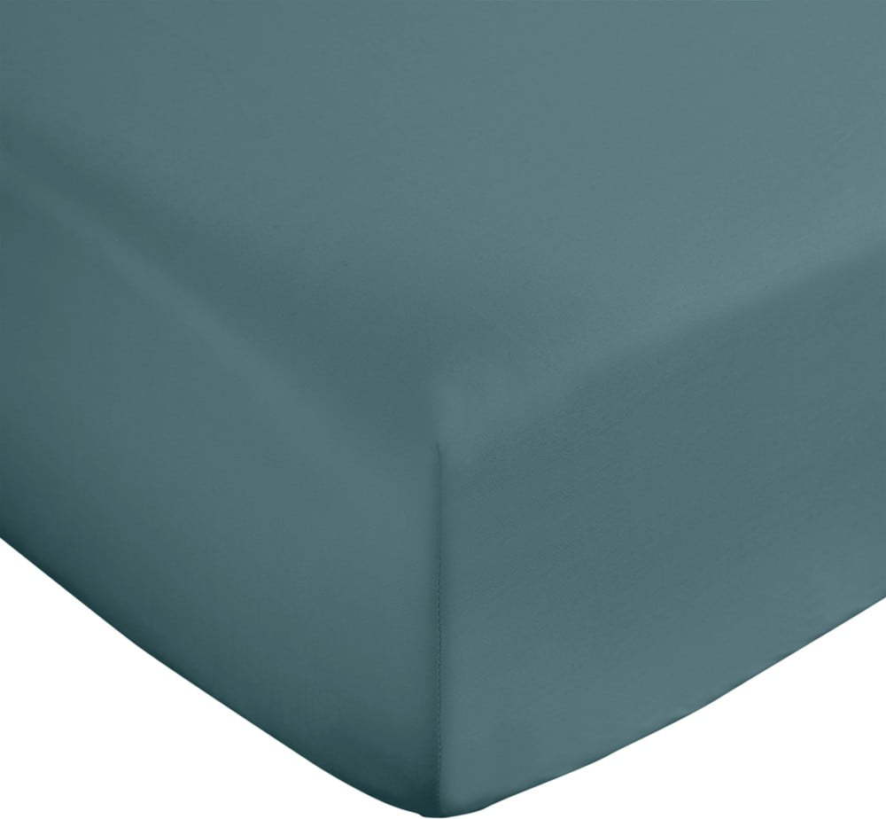 Zelenomodré napínací prostěradlo z bavlněného saténu 90x190 cm Cotton Sateen – Bianca Bianca
