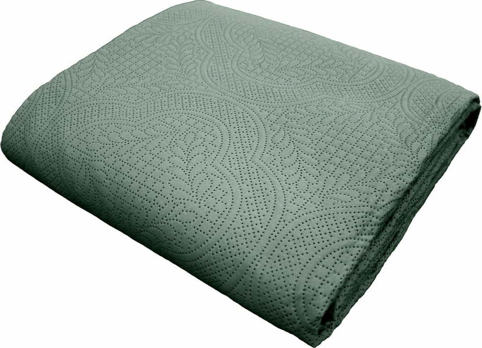 Zelený set přehozu a povlaku na polštář z mikrovlákna 220x240 cm Romane – douceur d'intérieur Douceur d intérieur