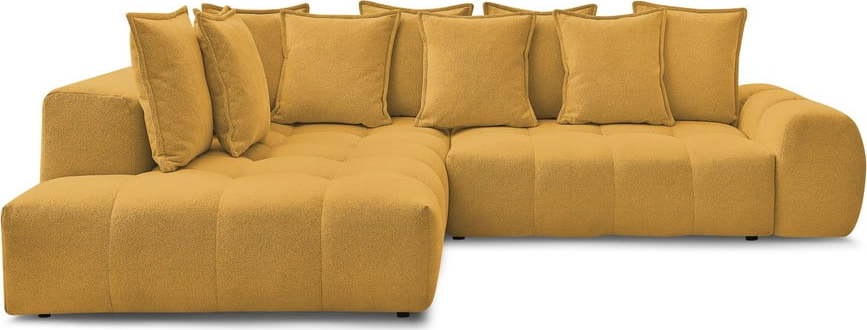 Žinylková rozkládací/s úložným prostorem rohová pohovka v hořčicové barvě (levý roh/do L) Everest – Bobochic Paris Bobochic Paris