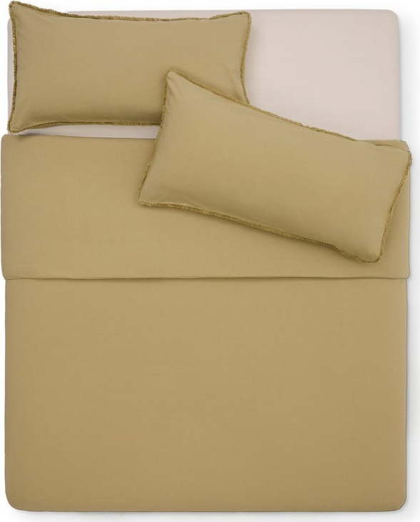 Žluté/zelené povlečení na dvoulůžko/prodloužené z bavlněného perkálu 260x240 cm Sifinia – Kave Home Kave Home