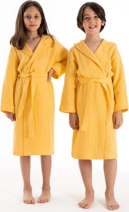 Žlutý mušelínový dětský župan velikost 11-12 let Muslin – Foutastic Foutastic