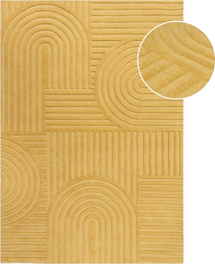 Žlutý vlněný koberec Flair Rugs Zen Garden