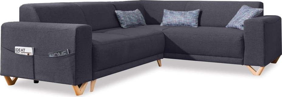 Antracitová rozkládací/s úložným prostorem rohová pohovka (pravý roh/do L) Classy Sophie – Miuform Miuform