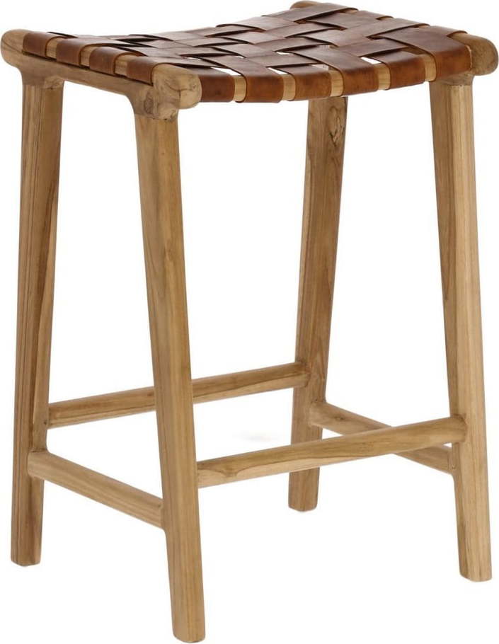 Barová stolička z imitace kůže v přírodní barvě (výška sedáku 67 cm) Calixta – Kave Home Kave Home