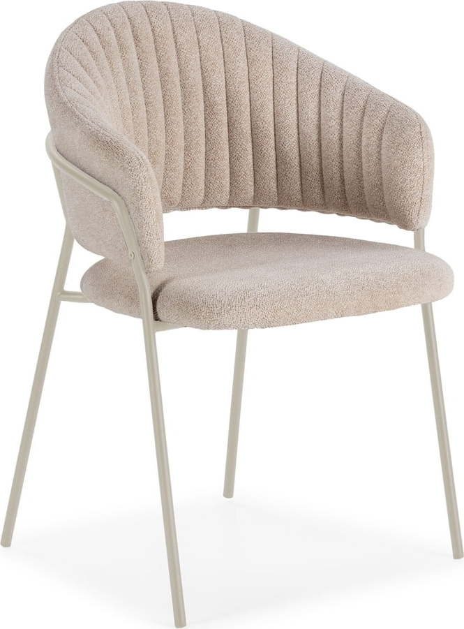 Béžová čalouněná jídelní křesla v sadě 2 ks s područkami Leticia – Marckeric Marckeric