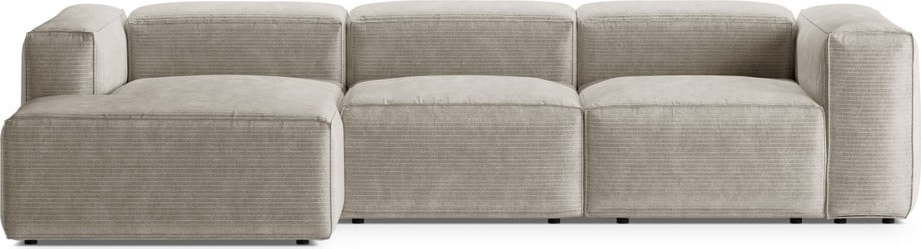 Béžová manšestrová rohová pohovka (levý roh/s lenoškou) Bergamo – Cosmopolitan Design Cosmopolitan design