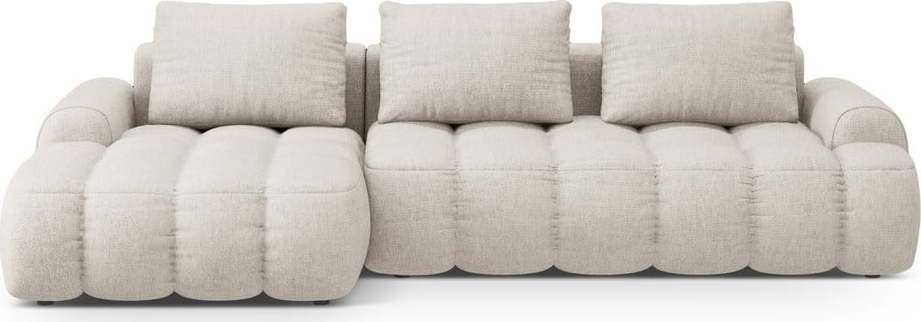 Béžová rozkládací/s úložným prostorem rohová pohovka (levý roh/s lenoškou) Linz – Cosmopolitan Design Cosmopolitan design