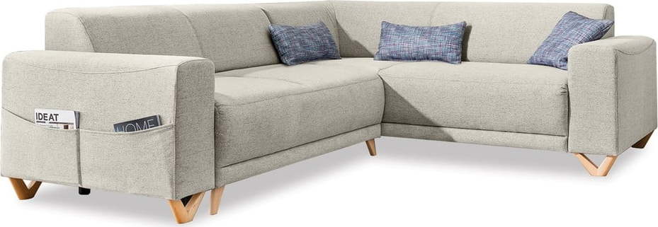 Béžová rozkládací/s úložným prostorem rohová pohovka (pravý roh/do L) Classy Sophie – Miuform Miuform