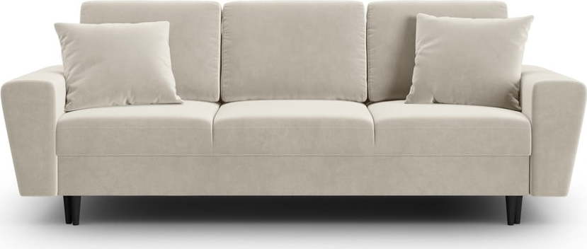 Béžová sametová rozkládací/s úložným prostorem pohovka 235 cm Kyoto – Cosmopolitan Design Cosmopolitan design