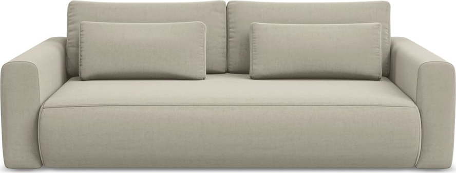 Béžová sametová rozkládací/s úložným prostorem pohovka 238 cm Kapua – Makamii Makamii