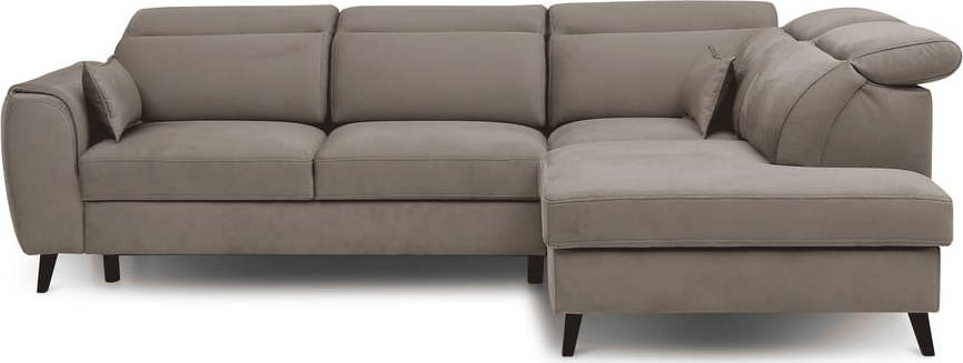 Béžová sametová rozkládací/s úložným prostorem rohová pohovka (pravý roh/do L) Noble – ELTAP ELTAP