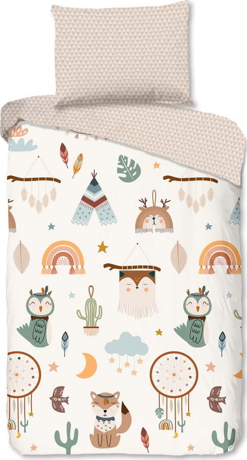 Béžové bavlněné dětské povlečení na jednolůžko 140x200 cm Remi – Good Morning GOOD MORNING