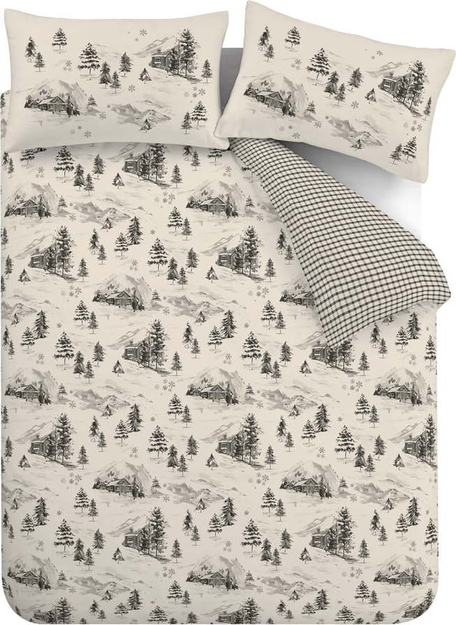 Béžové flanelové povlečení na dvoulůžko/prodloužené 230x220 cm Alpine Vilage – Catherine Lansfield Catherine Lansfield