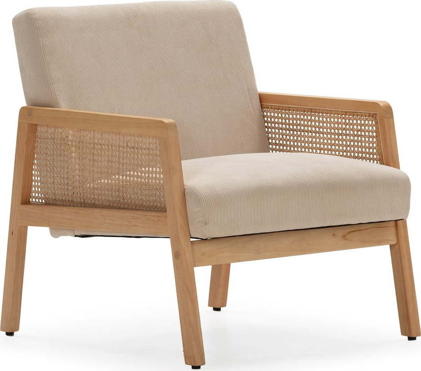 Béžové manšestrové křeslo s výpletem Debra – Marckeric Marckeric