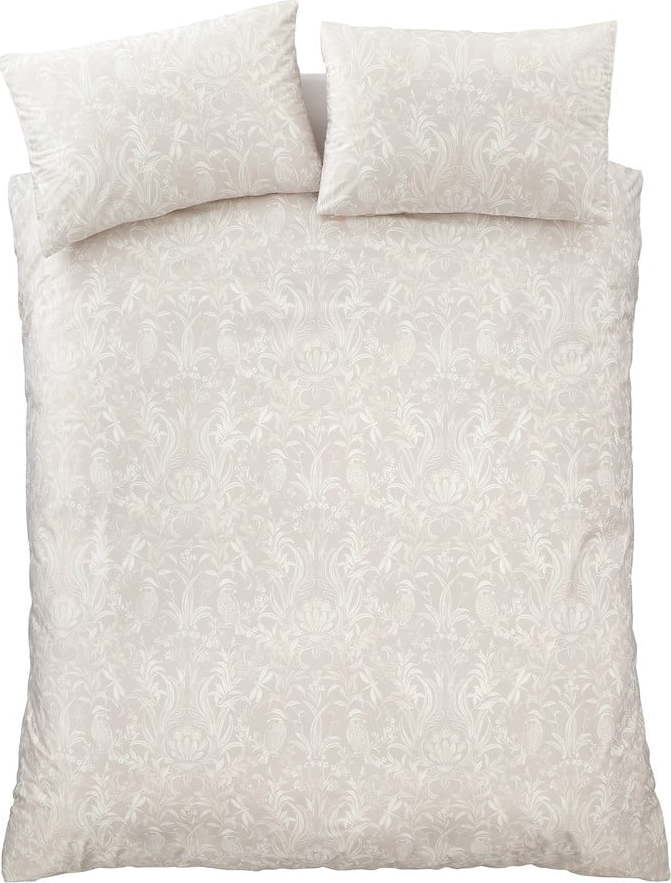 Béžové sametové povlečení na dvoulůžko/prodloužené 230x220 cm Bridgerton Regal Birds – Catherine Lansfield Catherine Lansfield