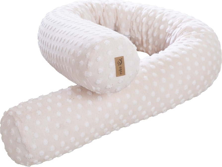 Béžový mantinel do postýlky s příměsí bavlny 170 cm Frosty Almond – Roba Roba