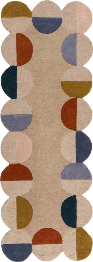 Béžový ručně tkaný vlněný běhoun 80x230 cm Mia Scallop Frame – Flair Rugs Flair Rugs