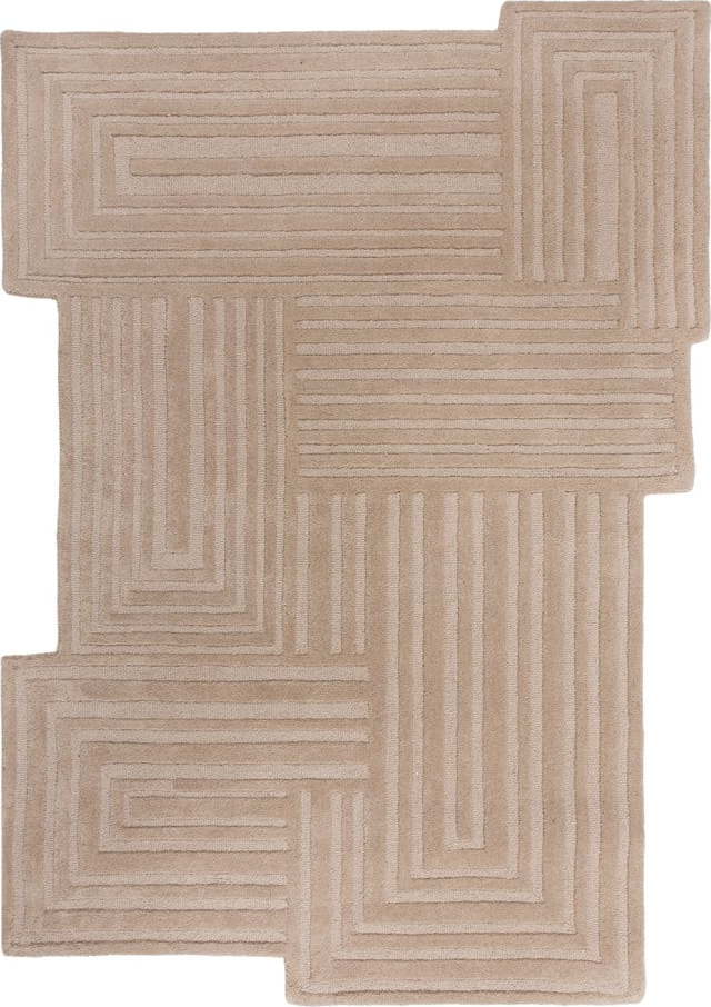 Béžový ručně tkaný vlněný koberec 200x290 cm Zen Rectangles – Flair Rugs Flair Rugs