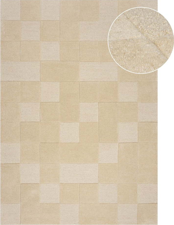 Béžový ručně tkaný vlněný koberec 240x340 cm Checkerboard – Flair Rugs Flair Rugs