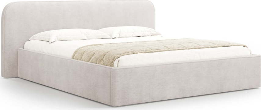 Bílá čalouněná dvoulůžková postel s úložným prostorem s roštem 160x200 cm Elizabeth – Micadoni Micadoni