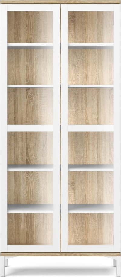 Bílá/v přírodní barvě vitrína v dekoru dubu 89x203x36 cm Roomers – Tvilum Tvilum