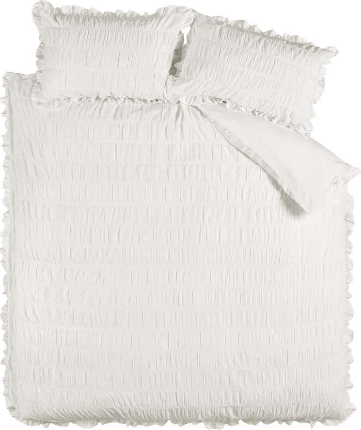 Bílé krepové povlečení na dvoulůžko/prodloužené 230x220 cm Seersucker Frill – Catherine Lansfield Catherine Lansfield