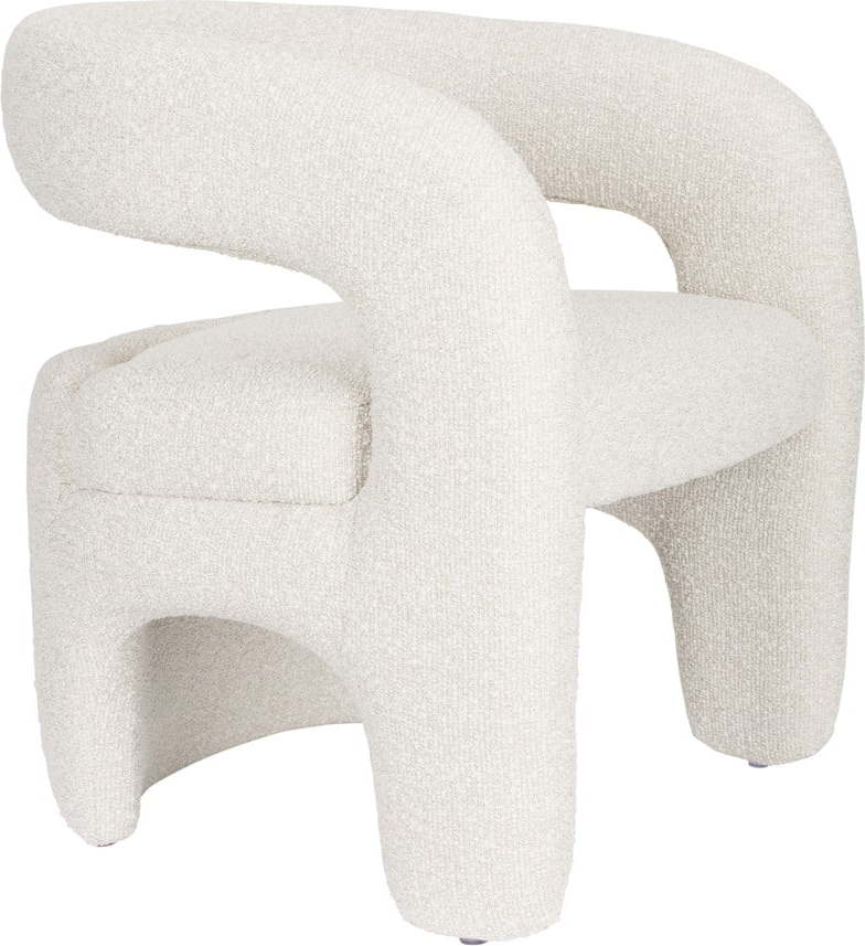 Bílé křeslo z textilie bouclé Nova – White Label White Label