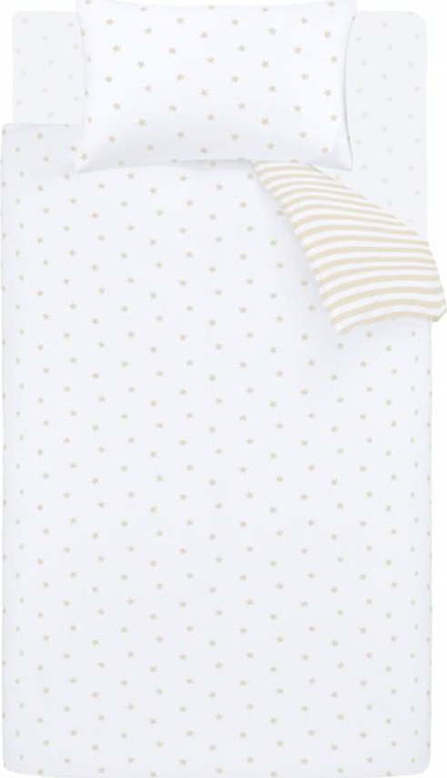 Bílé/béžové bavlněné dětské povlečení do postýlky 120x150 cm Mini Star & Stripes – Bianca Bianca