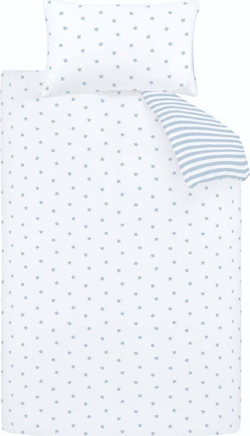 Bílé/modré bavlněné dětské povlečení do postýlky 120x150 cm Mini Star & Stripes – Bianca Bianca