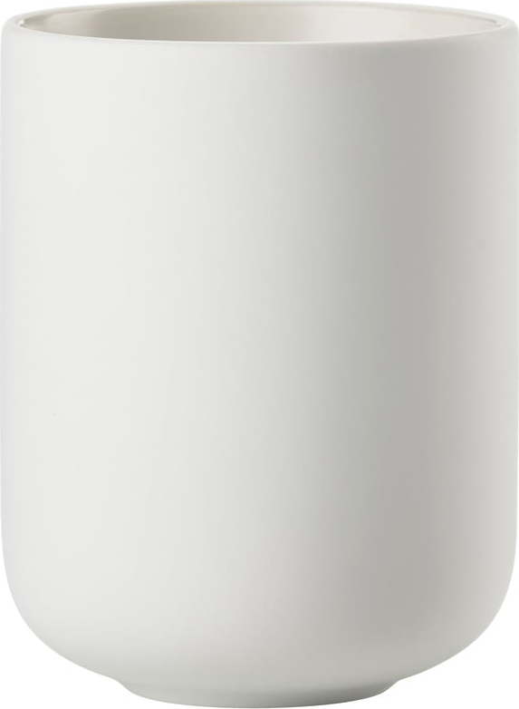 Bílý kameninový kelímek na zubní kartáčky Sensu – Zone Zone