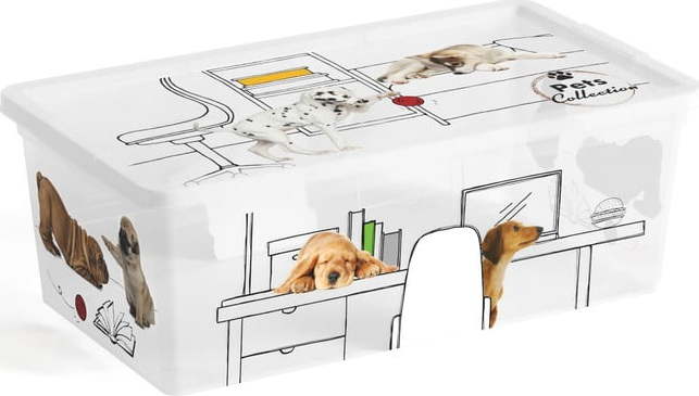 Bílý plastový úložný box s víkem 34x19x12 cm C Box Style – KIS KIS