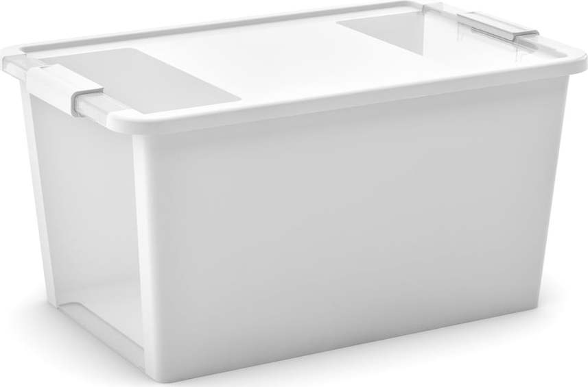 Bílý plastový úložný box s víkem 55x35x28 cm Bi-Box L – KIS KIS