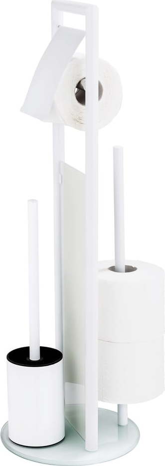 Bílý stojan na toaletní papír se štětkou z nerezové oceli Ravina – Wenko WENKO