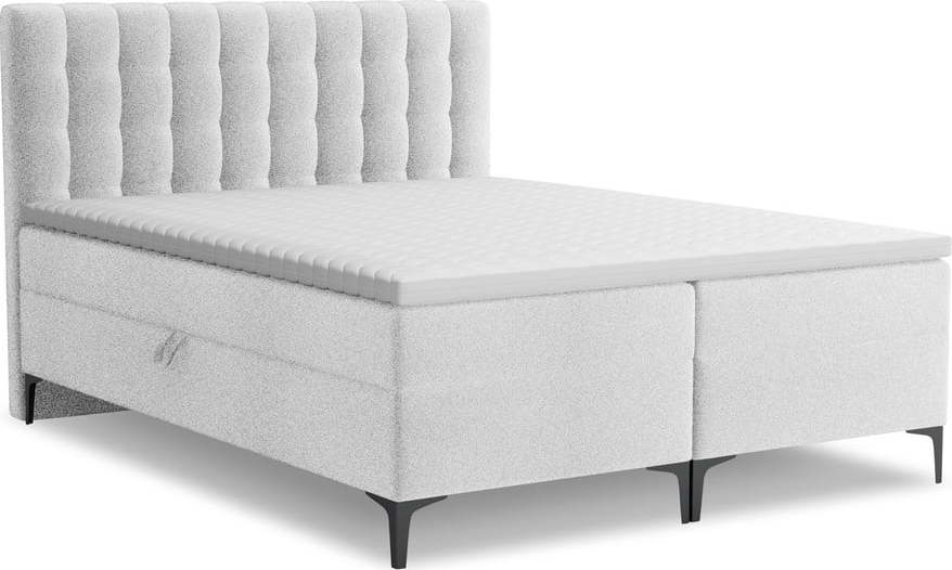 Boxspring postel s úložným prostorem 140x200 cm ve stříbrné barvě Puhala – Makamii Makamii
