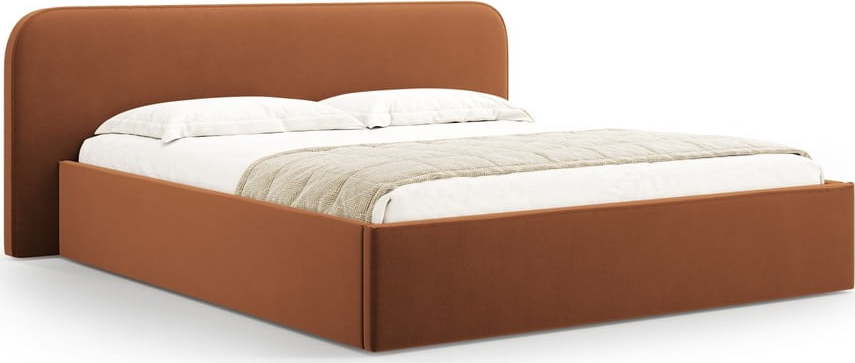 Čalouněná dvoulůžková postel s úložným prostorem s roštem 180x200 cm v terakotové barvě Elizabeth – Micadoni Micadoni