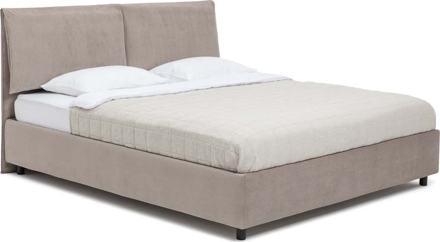 Čalouněná dvoulůžková postel taupe s úložným prostorem s roštem 180x200 cm Myra Pillow – Bonami Selection Bonami Selection