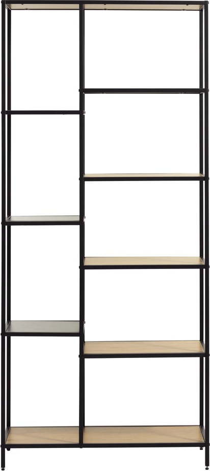 Černá/v přírodní barvě knihovna v dekoru dubu 80x180x35 cm Altino – Unique Furniture Unique Furniture