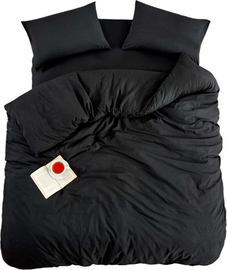 Černé povlečení na jednolůžko/prodloužené s prostěradlem/3dílné 160x220 cm Classic – Mila Home Mila Home