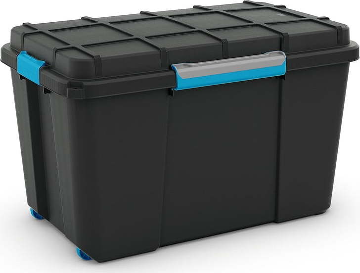 Černý plastový úložný box s víkem 73