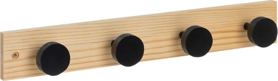 Černý/v přírodní barvě nástěnný věšák z borovicového dřeva 40 cm Anillos – Casa Selección Casa Selección