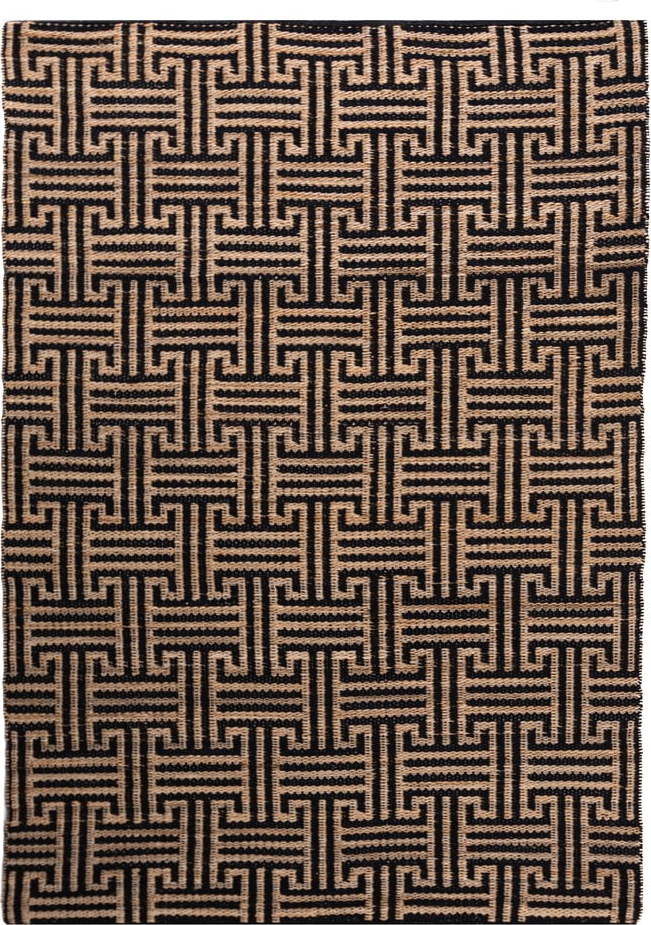 Černý/v přírodní barvě ručně tkaný koberec s příměsí juty 120x170 cm Meander Jute – Flair Rugs Flair Rugs