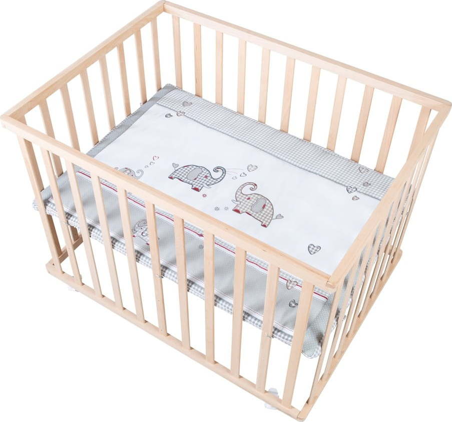 Dětská ohrádka na kolečkách v přírodní barvě 100x75 cm Jumbo Twins – Roba Roba
